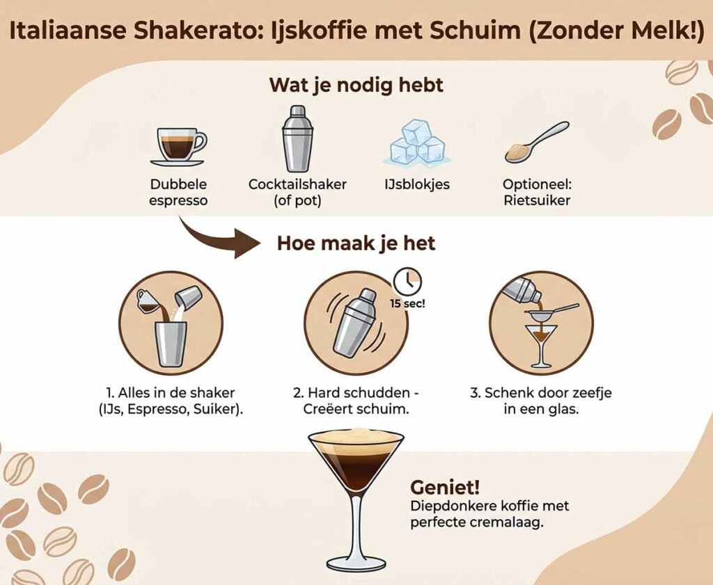 De Italiaanse Shakerato (Dik en schuimig)
